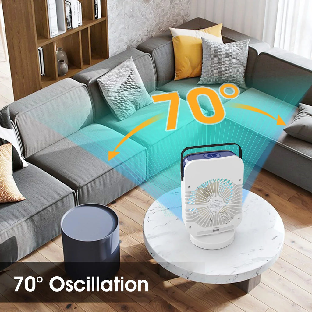 Portable Air Conditioner,Mini Personal Evaporative Air Cooler With 4 Speeds,Oscillation/Humidifier/Timing Function, Small Desktop Cooling Fan With Led Light For Room Office Camping