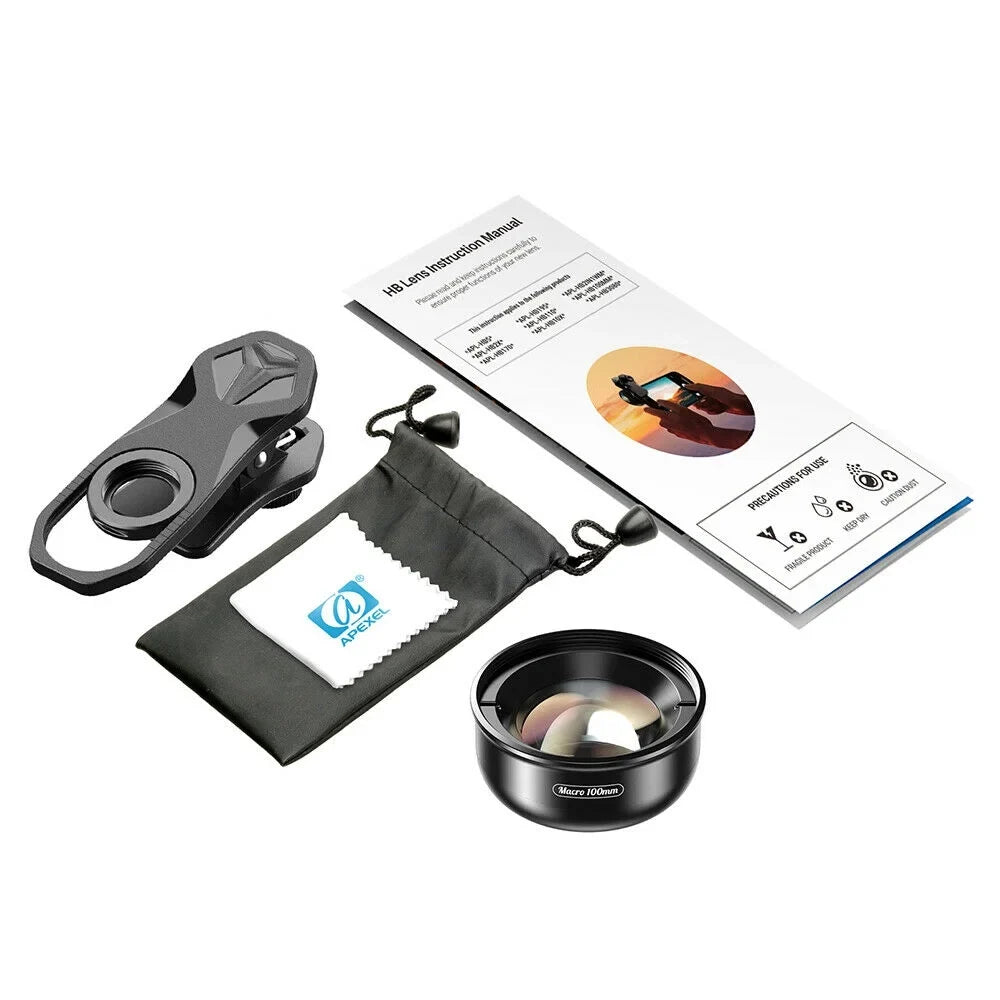 Aluminum Alloy 4K  Detachable Clip Cellphone Macro Camera Lens 40MM-70MM Shooting Distance Multi-Layer Optical Coated External Lens Accessory