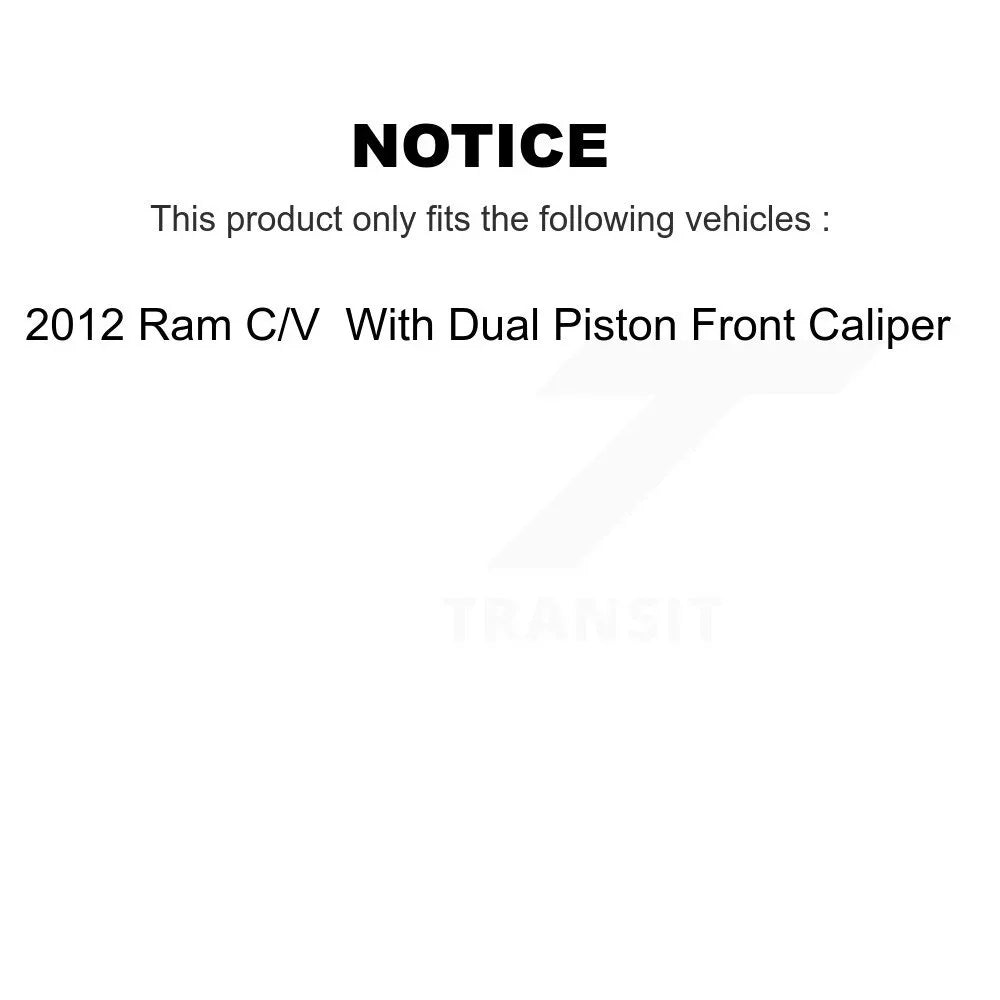 Transit Auto Rear Disc Brake Caliper Rotors And Ceramic Pads Kit For 2012 Ram C/V With Dual Piston Front KC8-100707C
