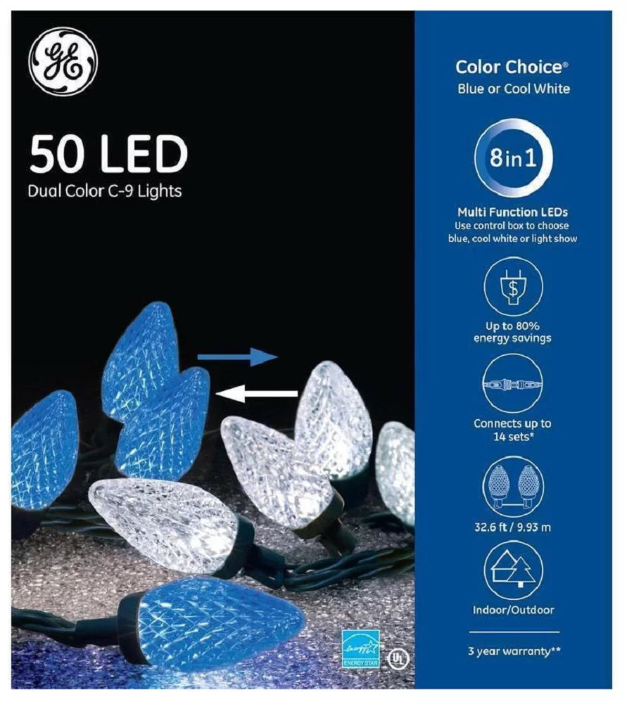Color Choice 50  Dual Color C-9 Lights Multi Function 32.6 ft Blue/Cool White