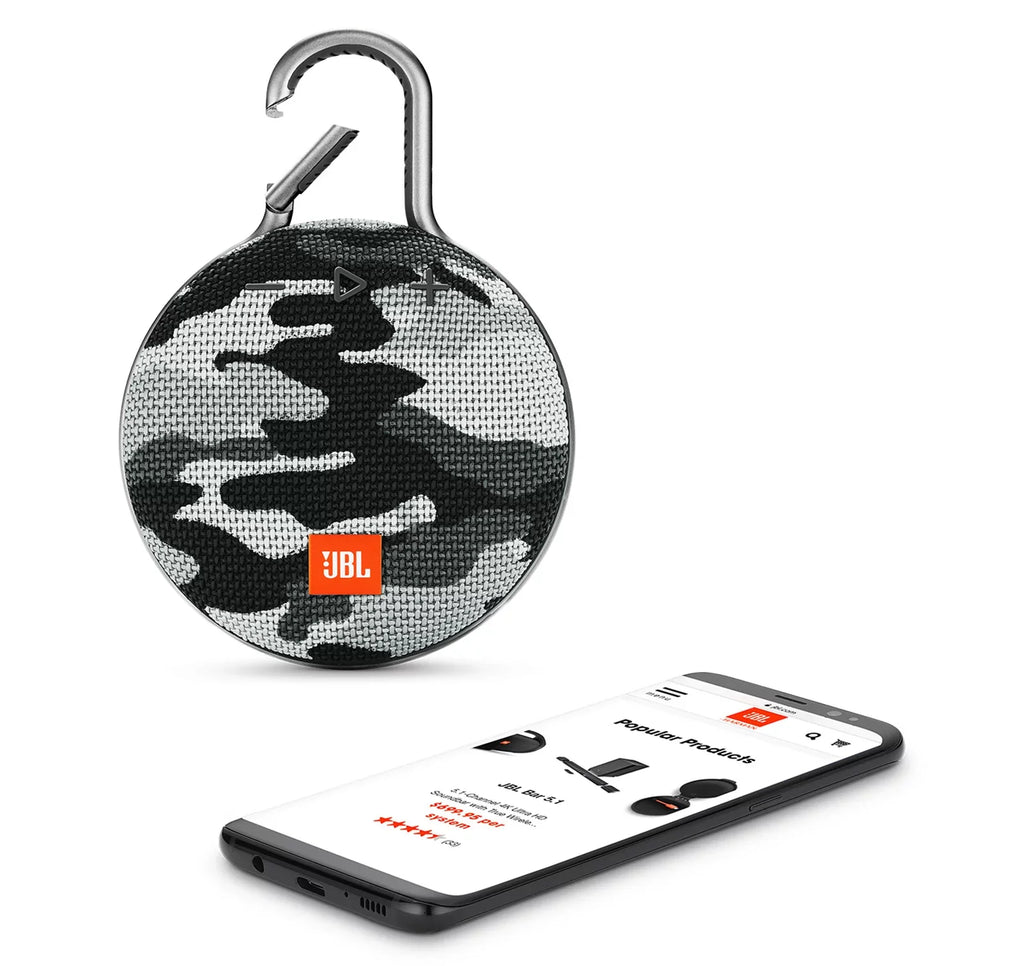 Open Box  Clip 3 Black Camo Portable Bluetooth Speaker