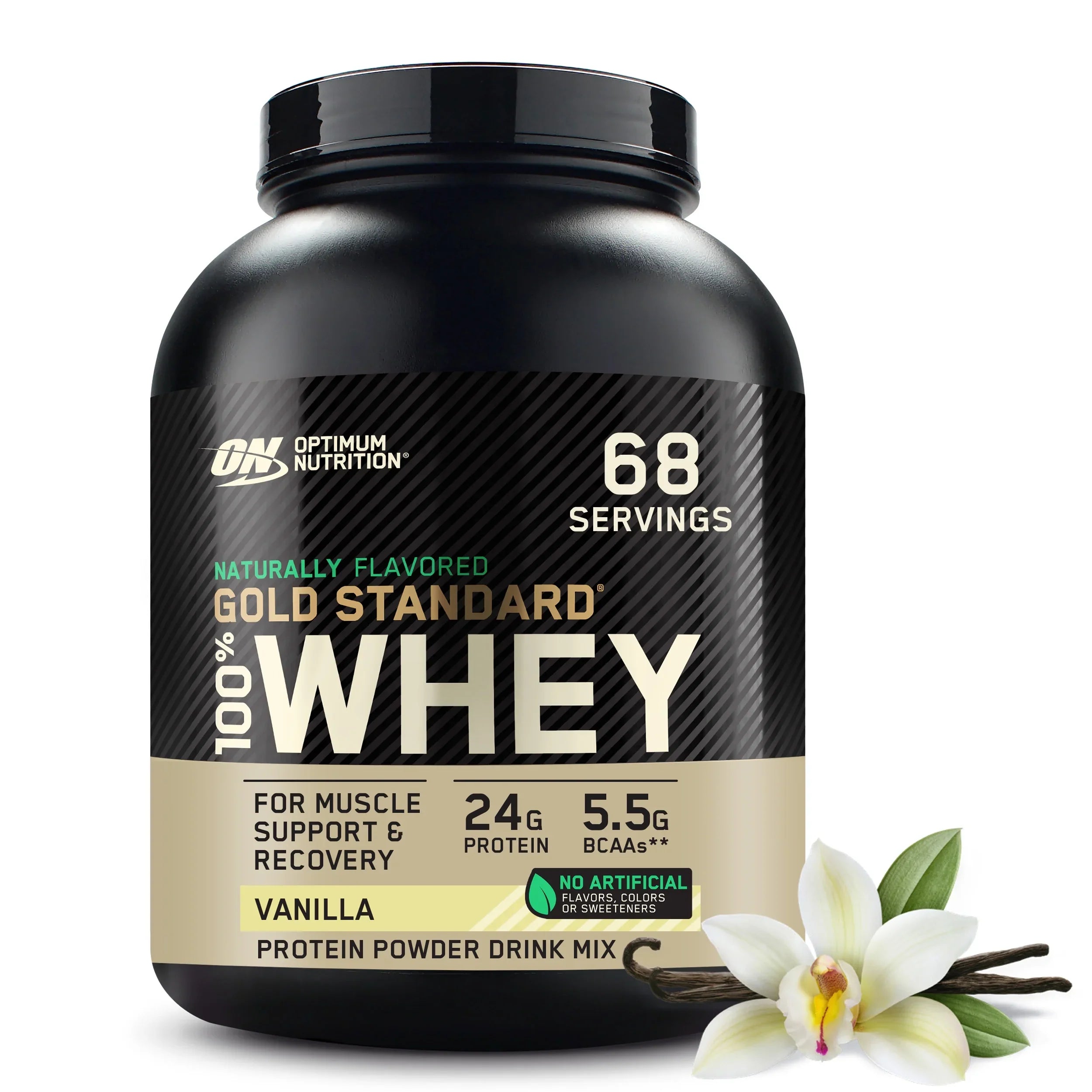 Optimum Nutrition, Gold Standard 100% Whey Protein Powder, Naturally Flavored Vanilla, 4.8 lb, 68 Servings