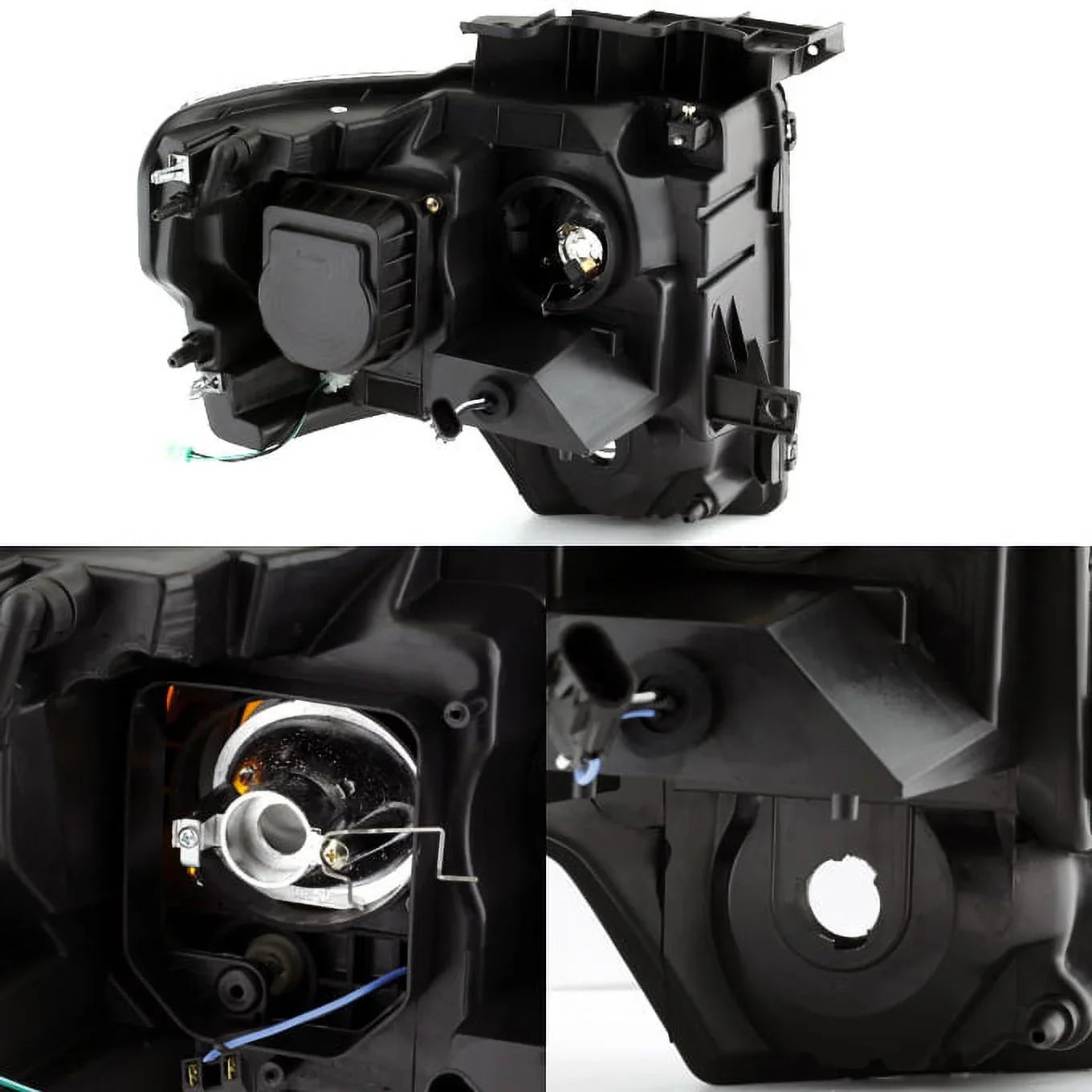 '- For [Dual  Halo Ring] 09-14 F150 F-150 Pickup Truck Black Projector Headlights +  Tail light Set