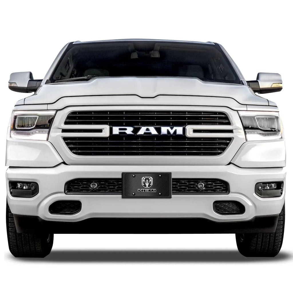 2019 up  3D Dual Logo Black Carbon Fiber Patten Steel License Plate
