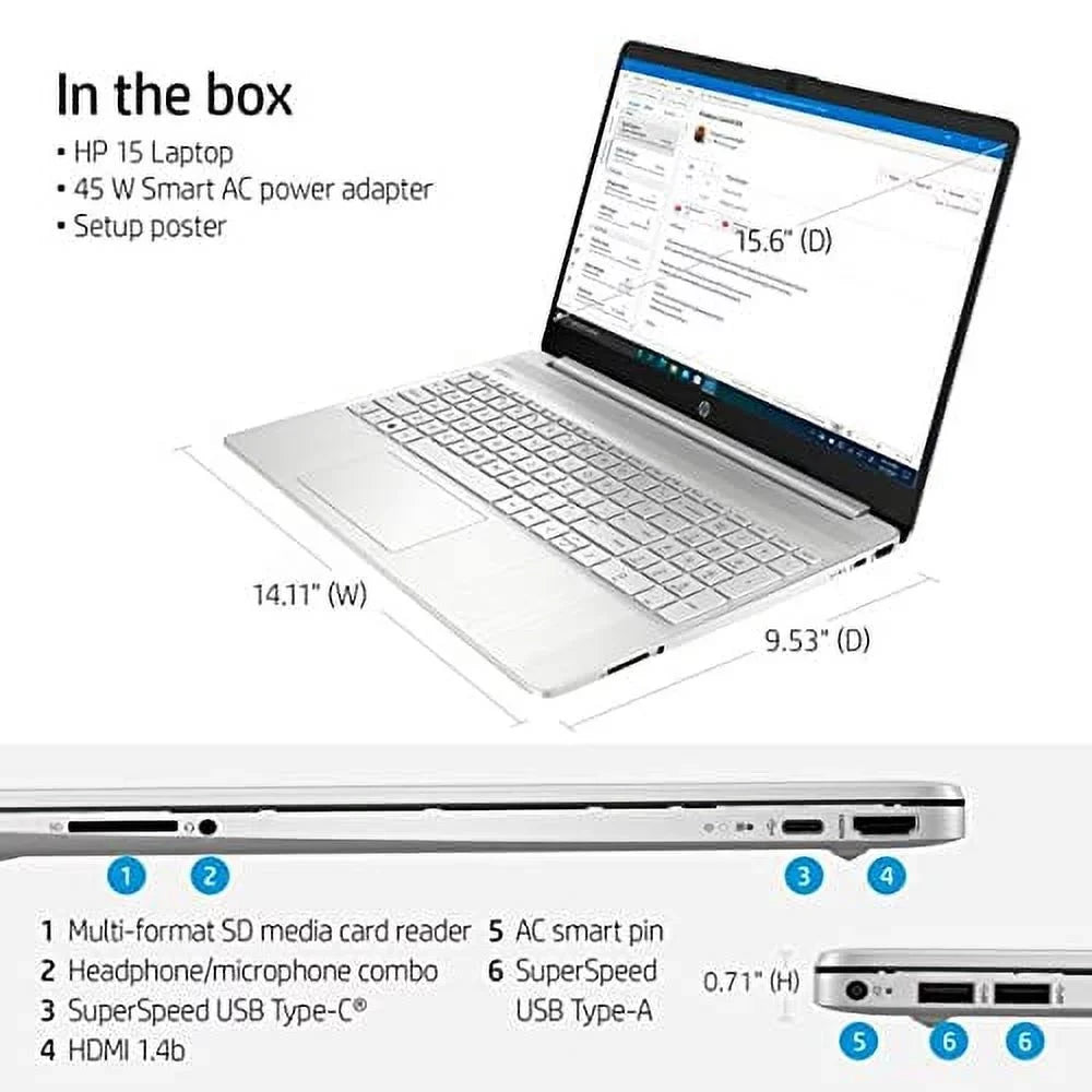 2022 15.6"  Micro-Ege Display Laptop  Intel 11th Gen 4-Core i5-1135G7 12GB DDR4  256GB NVMe  Intel Iris Xe Graphics Webcam  WiFi   -C Silver Windows 10 Pro w/  Drive