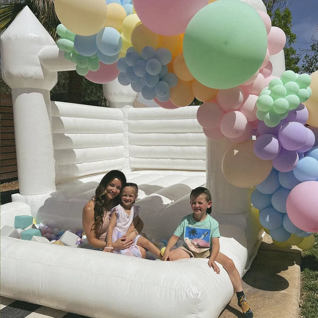 Connsann White Bounce House  Commericial Grade   Jump Castle with Blower & Ball Pit  for Kids Outdoor Indoor Party