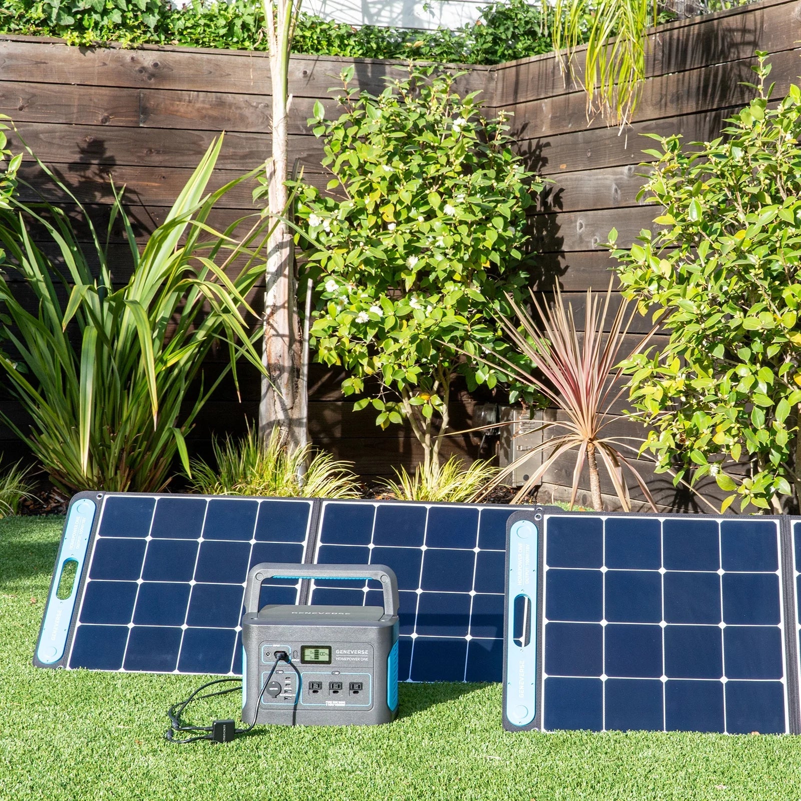 Geneverse 1002Wh (1x2) Solar Generator Bundle: 1X HomePower  Portable Power Station (3X 1000W  Outlets) + 2X 100W Solar Panels. Quiet, Indoor-Safe Backup Battery Power Generator For Home Devices