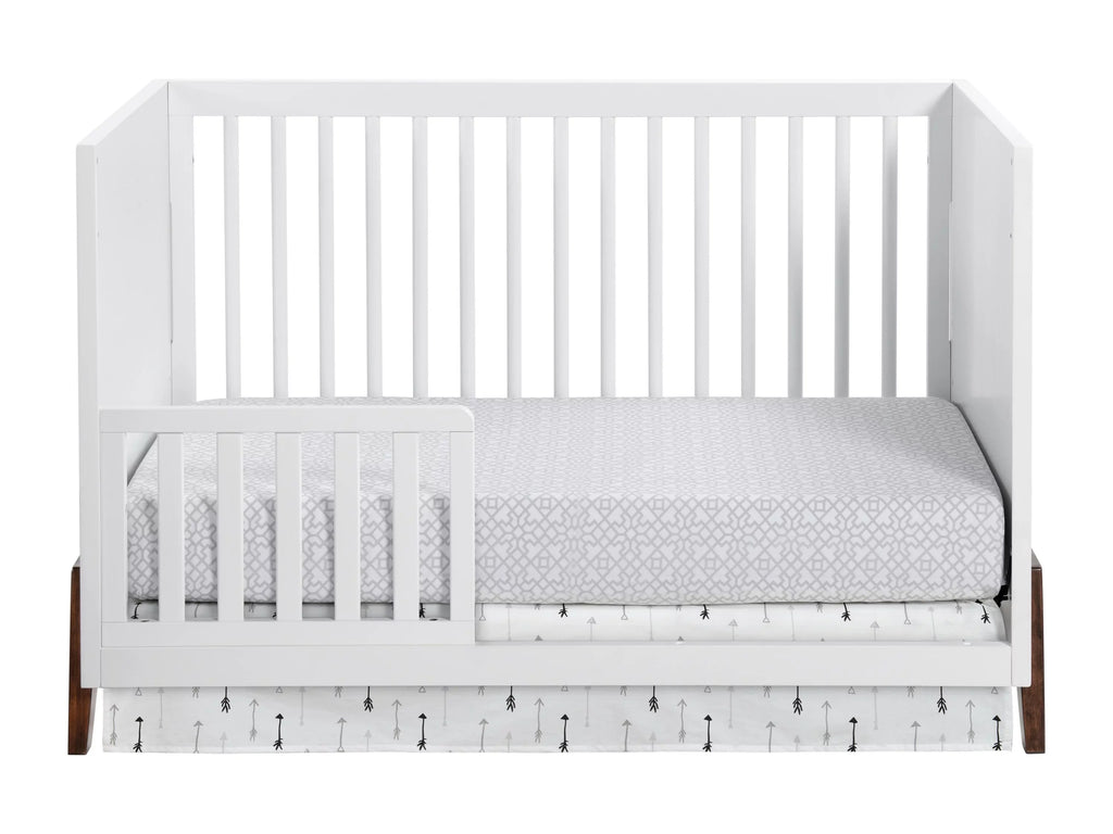 Oxford Baby Mari Modern 3-in-1 Convertible Island Crib, White & Walnut, Wooden Crib