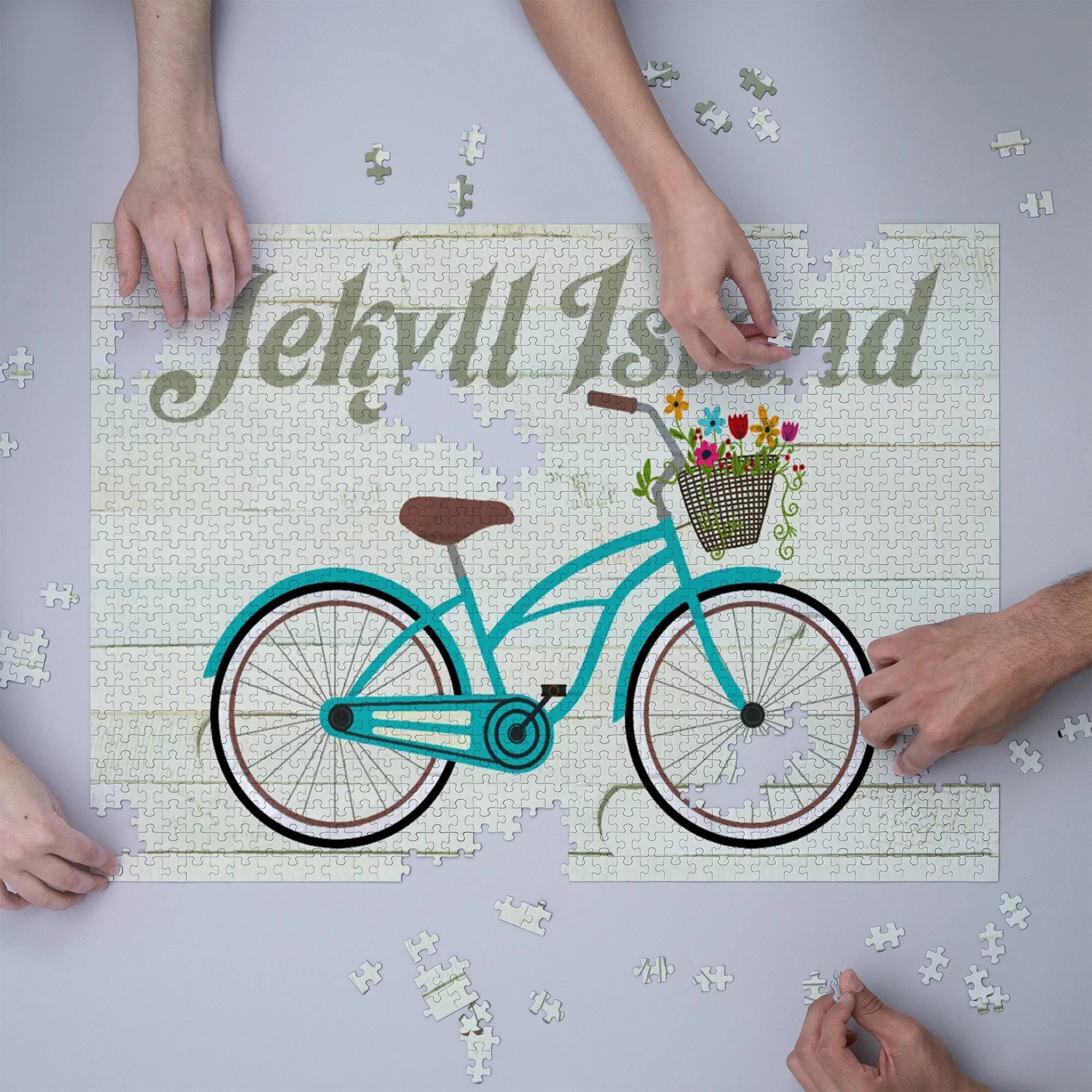 Jekyll Island, Georgia, Beach Cruiser and Basket (1000 Piece Puzzle, Size 19x27, Challenging Jigsaw Puzzle for Adults and Family, Made in )