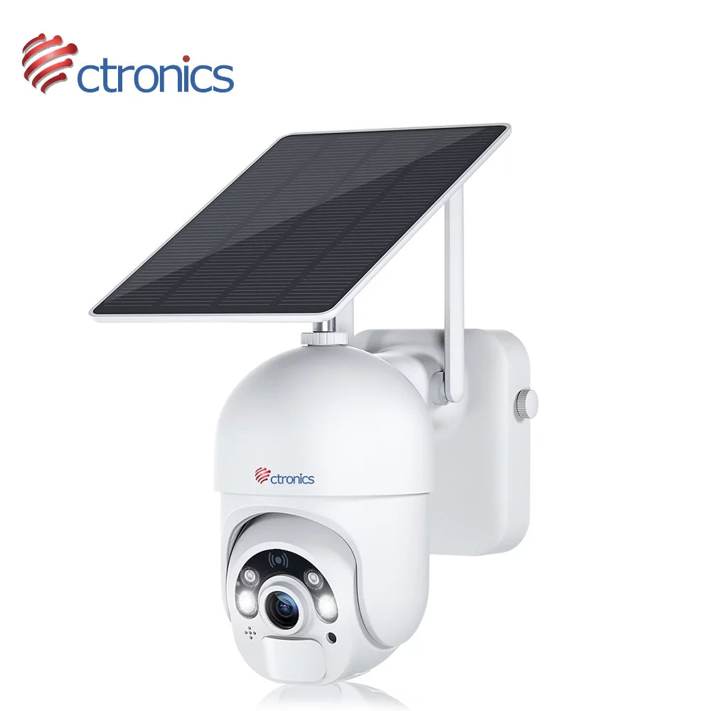 Ctronics Solar Security Camera, Home Security Camera Wireless Outdoor,WiFi Surveillance Camera with Spotlight Color Night Vision,  Human Detection, 2-Way Audio,IP66 Waterproof(S20)