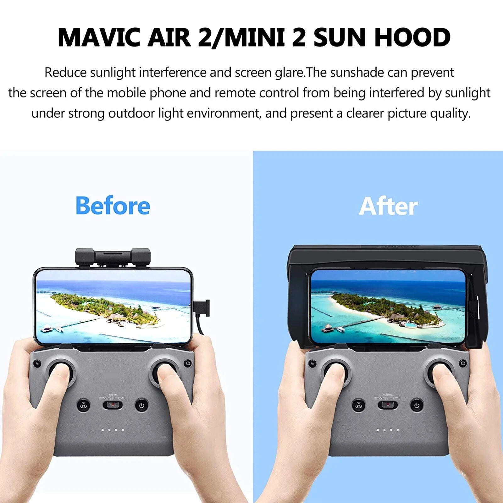 Foldable  Phone Sun Shade Hood for  Mavic Mini 2 Air 2 Drone Remote Control