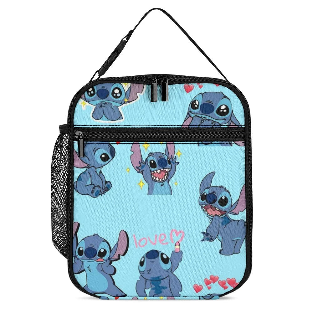 Lilo Stitch Pattern Portable Lunch Bag Tote Bento Bag School Office Insulated Cooler Thermal Handbag For Adult Boys Girls Kids