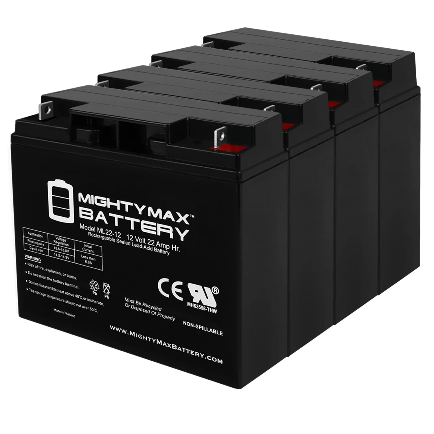 12V 22AH  Battery for Rascal R200/R500 Series Scooter - 4 Pack