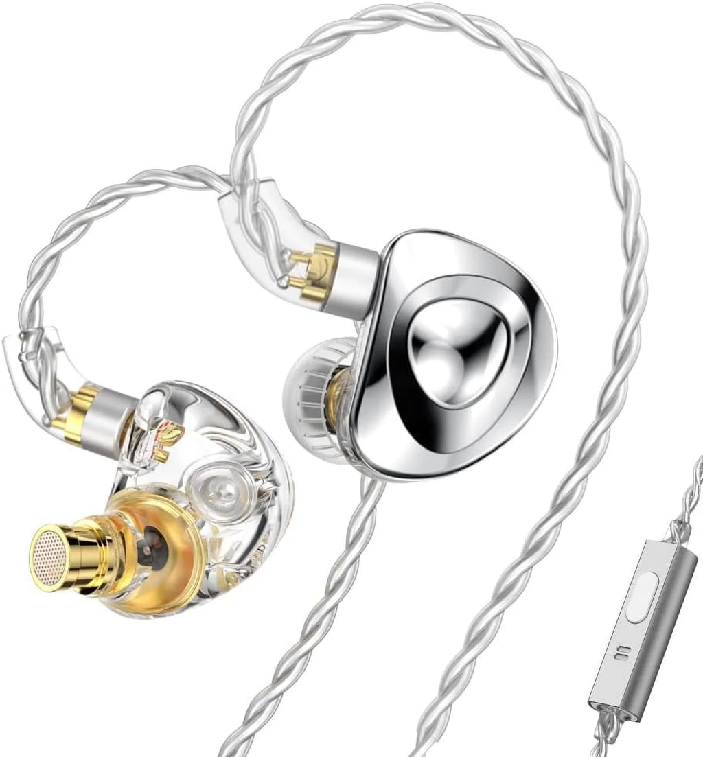 Kinboofi  MT4 in Ear Monitor Headphone, 10mm Dual Magnet Dyna Drive Earphone with 4-core Silver-Plated Copper