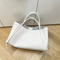 Nvzi Large Capacity Work Vegan Leather Tote Bags,Genuine Leather Shoulder Tote Bag for Women,Slouchy Oversized Bag（White）