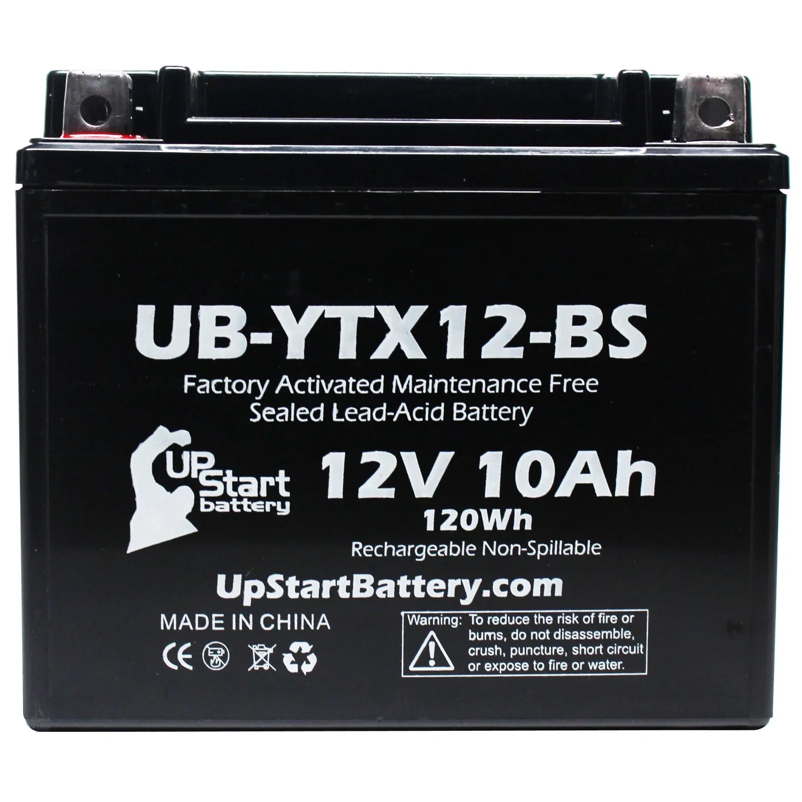 2-Pack UpStart Battery Replacement 2001 Suzuki -R1000 1000  Factory Activated, Maintenance Free, Motorcycle Battery - 12V, 10Ah, -YTX12-