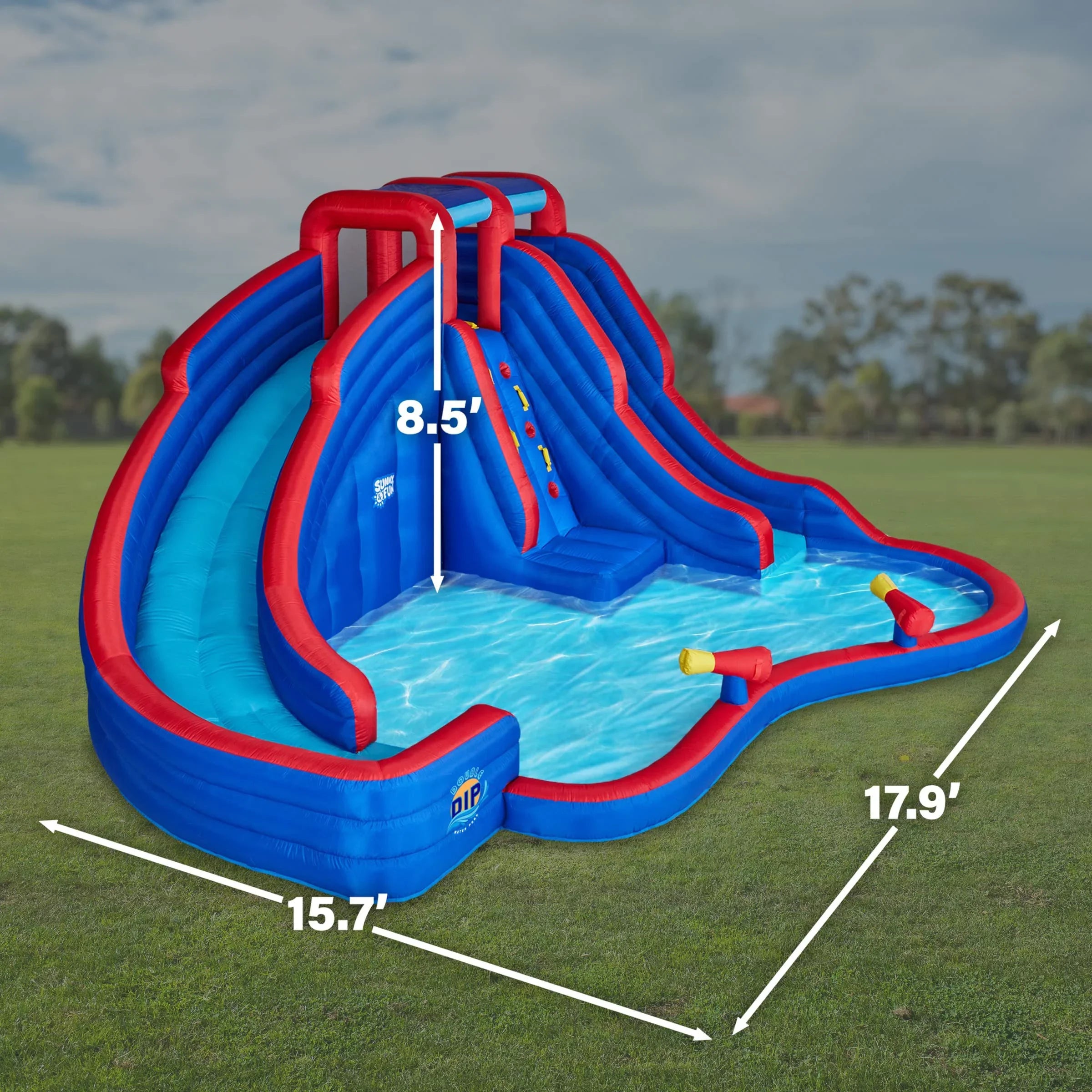 Sunny & Fun Inflatable Water Slide & Blow up Pool, Kids Water Park for Backyard