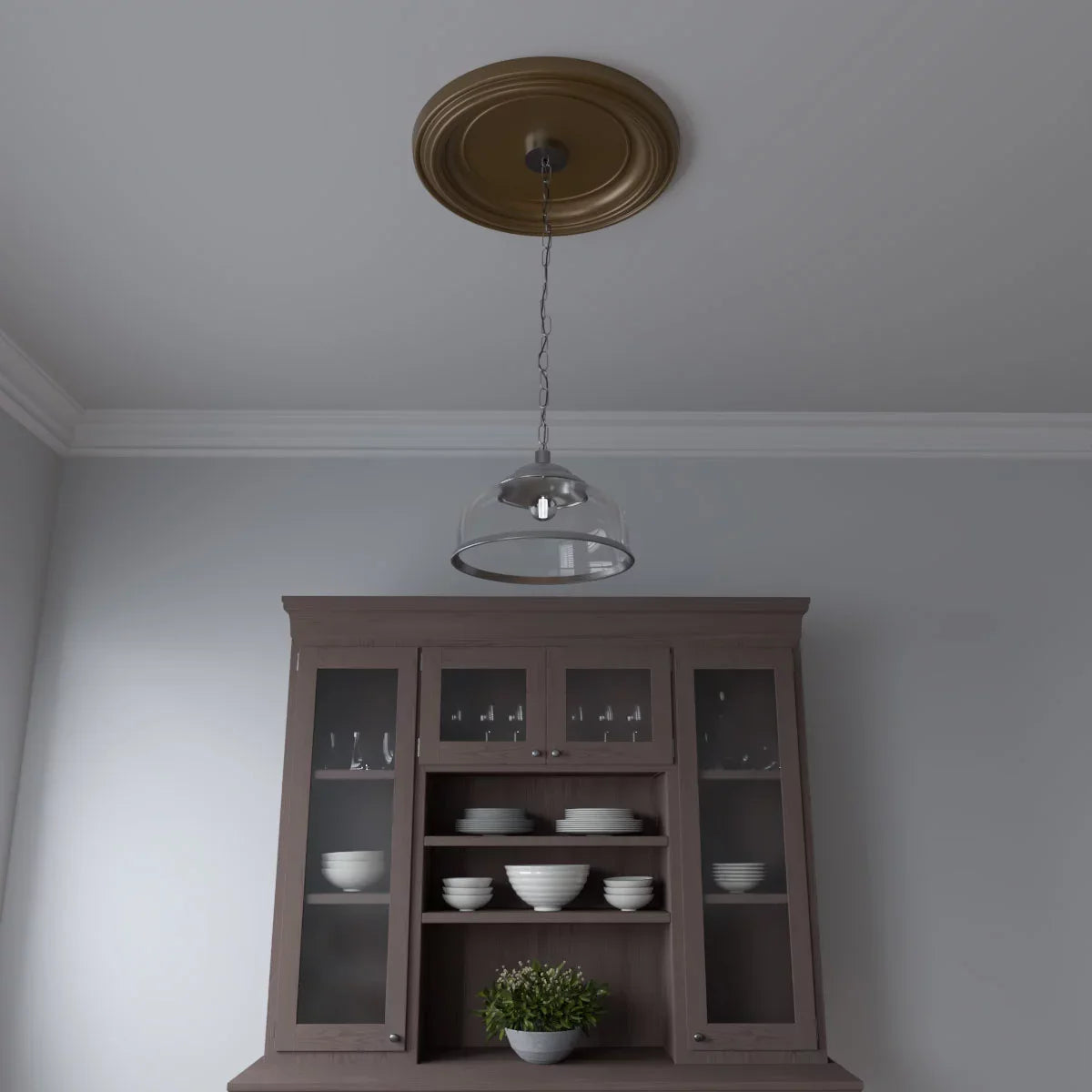 Ekena Millwork 22" x 3 1/2" x 1 1/2"P Traditional Thermoformed  Ceiling Medallion (Fits Canopies up to 13 1/2"), Metallic Gold Rush