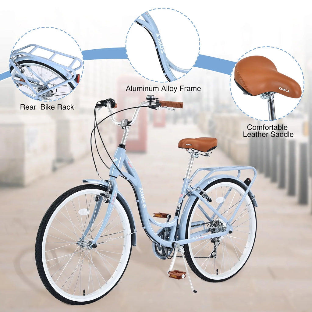 26" 7-Speed Adult Bike for Women, Blue