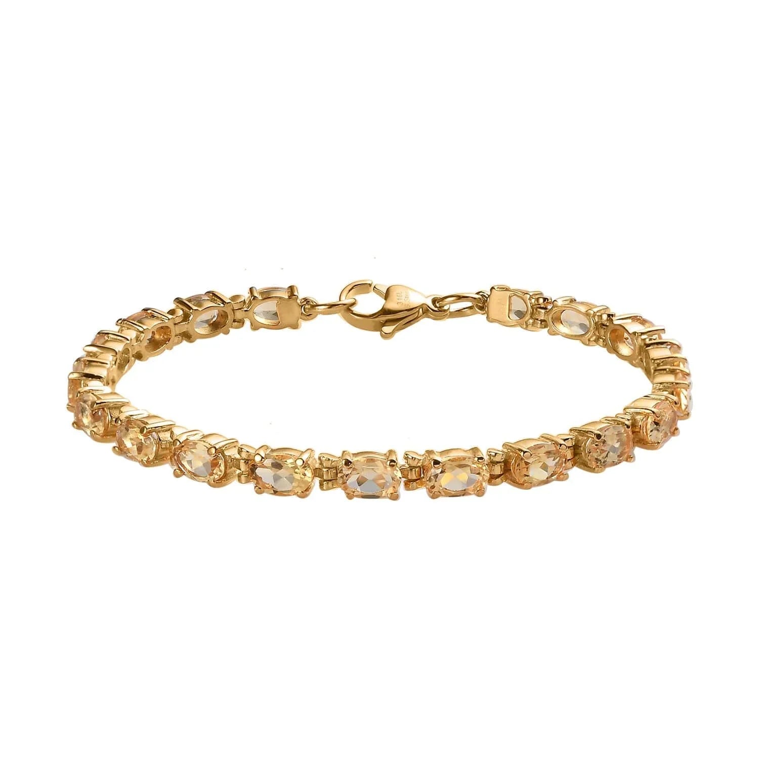 Shop  Citrine Oval Stainless Steel Yellow Gold Ion Plated Bracelet for Women Jewelry Size 7.25" Ct 7.38 Birthday Gifts