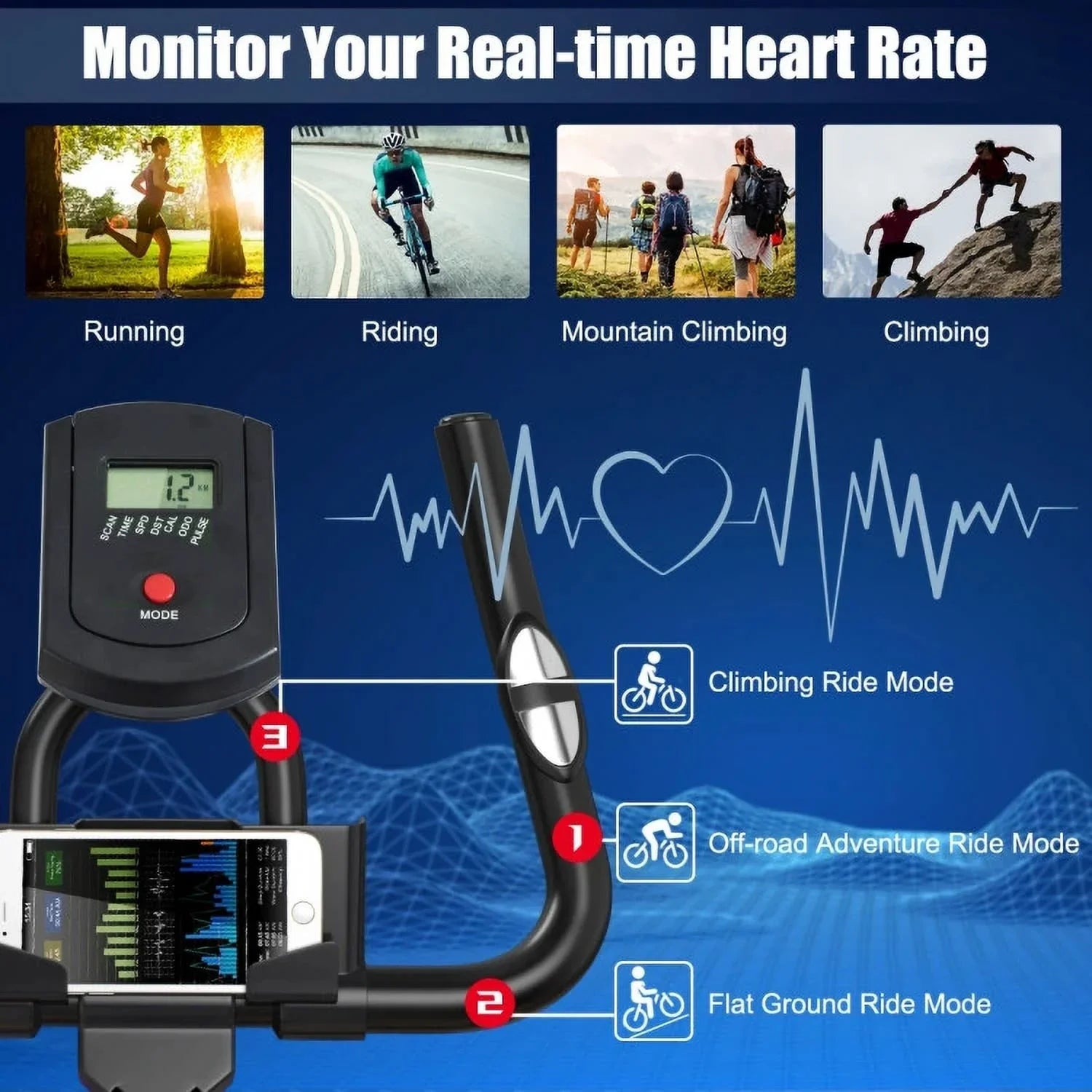 Exercise Bicycle, Adjustable Resistance Silent Belt Drive, Gym Indoor Stationary Bike, Red