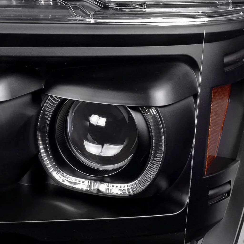 '- For [Dual  Halo Ring] 09-14 F150 F-150 Pickup Truck Black Projector Headlights +  Tail light Set