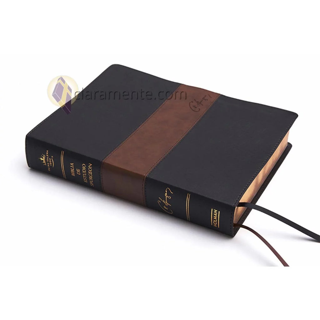 1960 Biblia de estudio Spurgeon, negro/marrón símil piel (Hardcover)