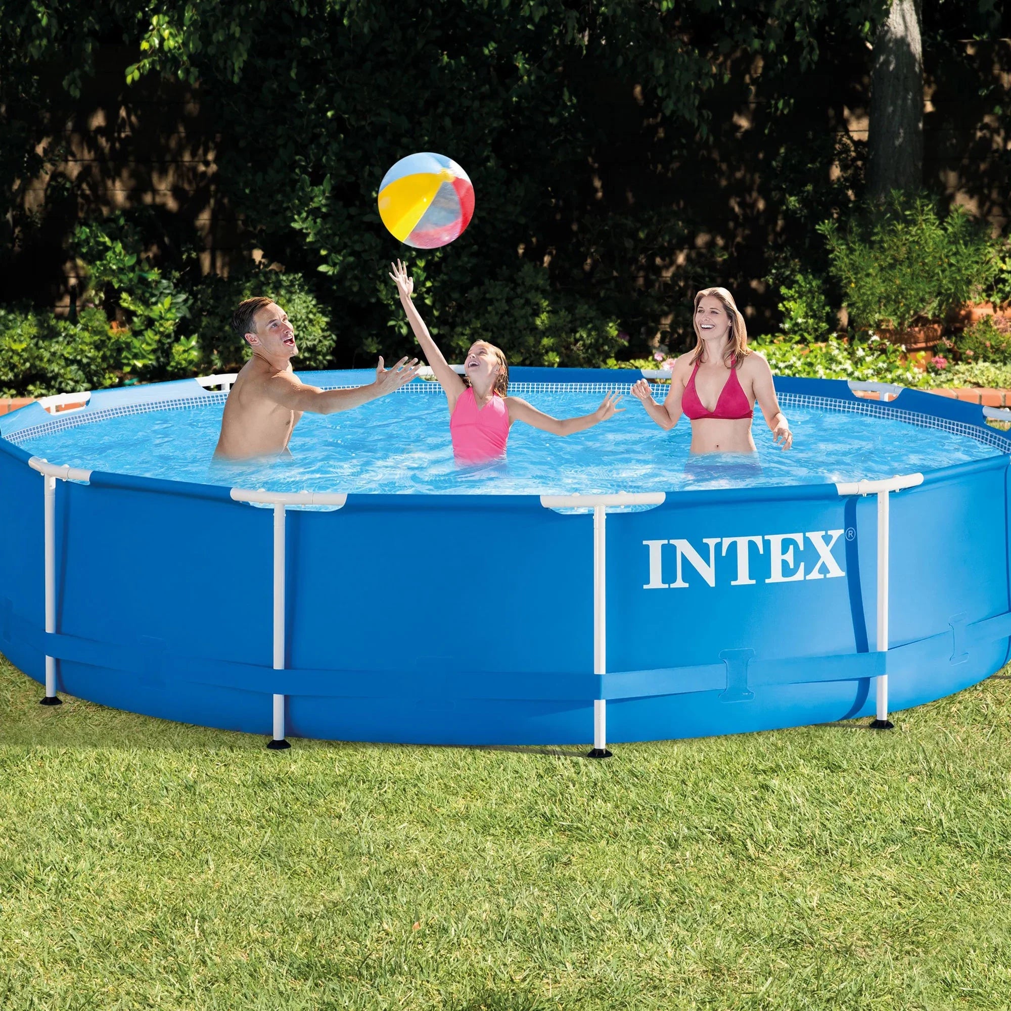 Intex Metal Above Ground Pool w/ Pump, Filter Cartridge 6 Pack, and Cover