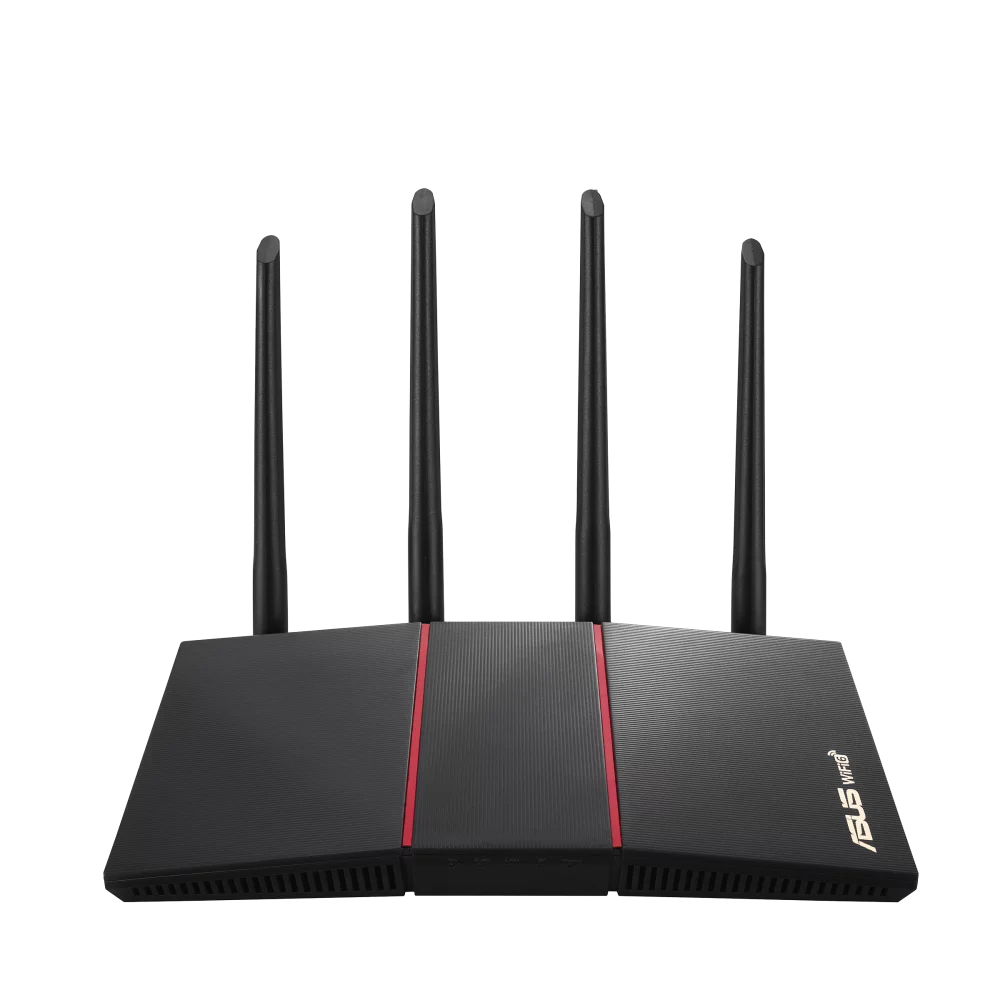 Asus -AX55 Wi-Fi 6  802.11ax Ethernet Wireless Router - 2.40 GHz  Band - 5 GHz  Band - 4 x Antenna(4 x External) - 225 /s Wireless Speed - 4 x Network Port - 1 x Broadband Port - Gig...