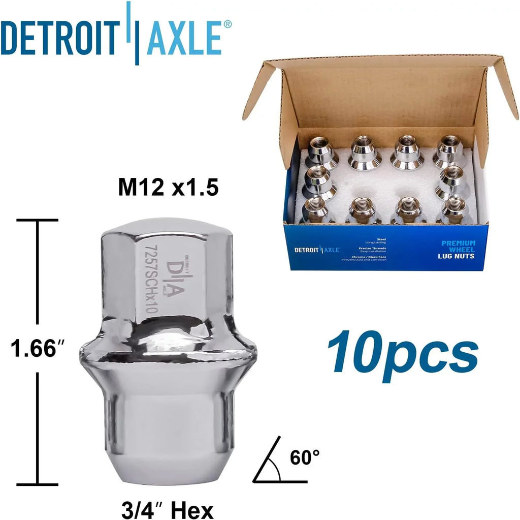 Detroit Axle - 330mm Front 328mm Rear Disc Rotors Brake Pads +20pc Lug Nuts Replacement for Town & Country Routan Grand Caravan Ram C/V - 30pc Set
