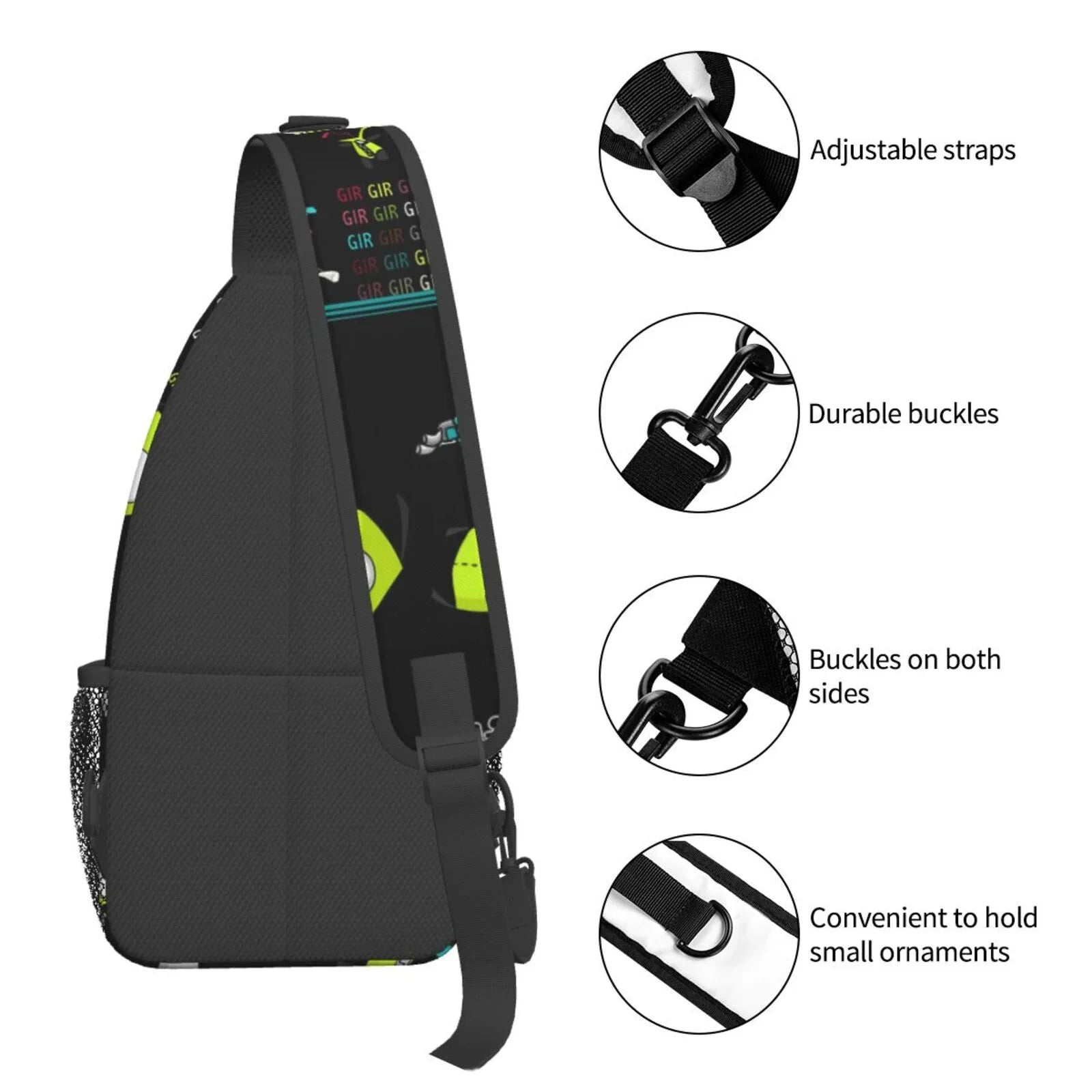 Invader Zim Show Planet Sling Bag Crossbody Backpack Chest Bags Diagonally Travel Daypack For Women Men Adults Teen