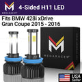 Mega Racer  428i xDrive Gran Coupe 4 Sided H11 H9 H8  Headlight Bulbs 6000K Diamond White 12V 60W 10000LM  428i xDrive Gran Coupe 2015 2016 15 16 Fog Light Automotive Replacement