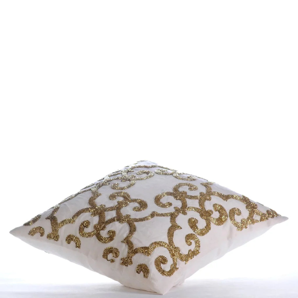 The HomeCentric Cushion Cover For Chair, Gold Euro Pillow Shams Pack of 2, 26x26 inch (65x65 cm), Linen Euro Size Pillow Shams, Damask, Modern European ShamCovers Easter - Gold Encrusted
