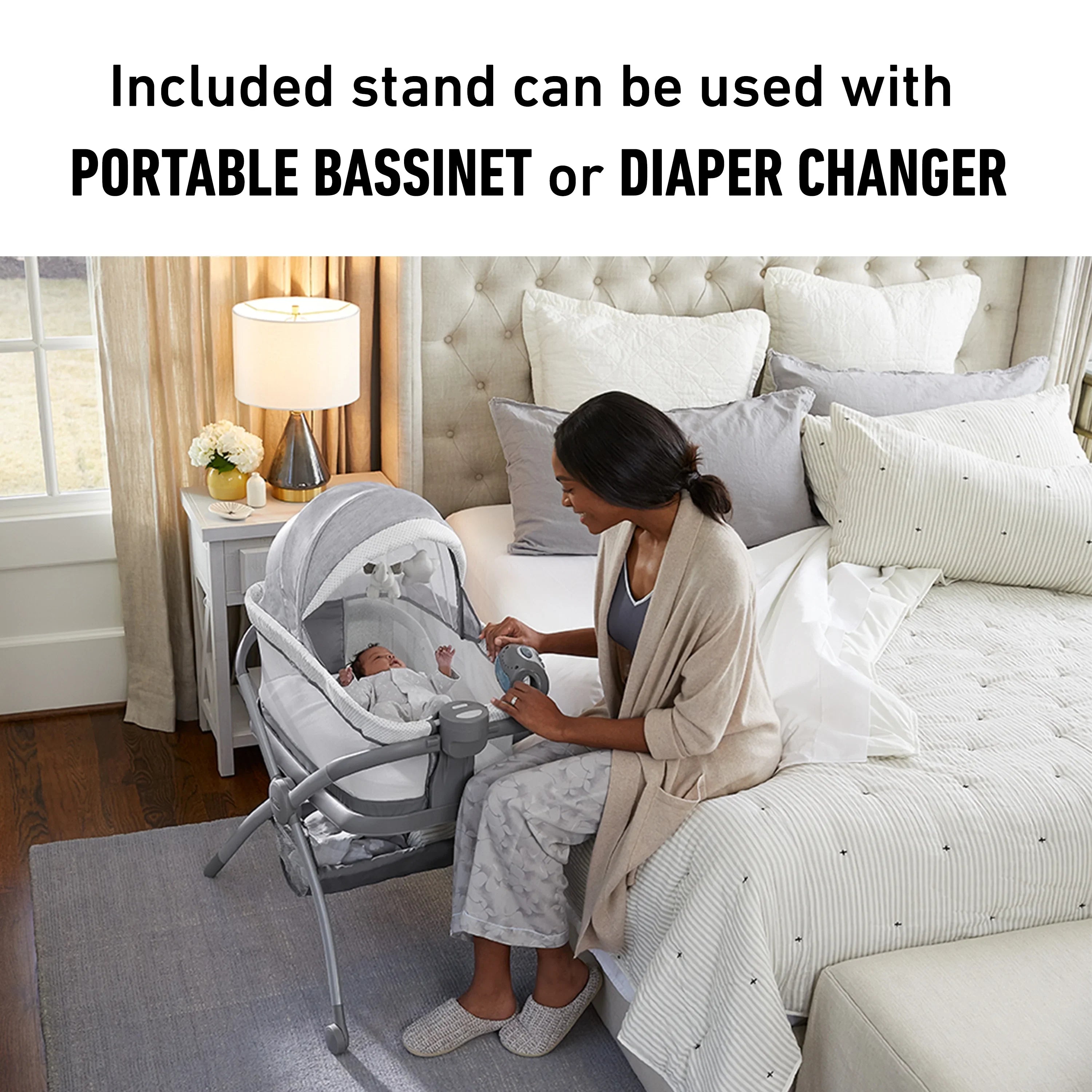 Graco Pack 'n Play Day2Dream Flat Bassinet Deluxe Playard,Grey, Unisex