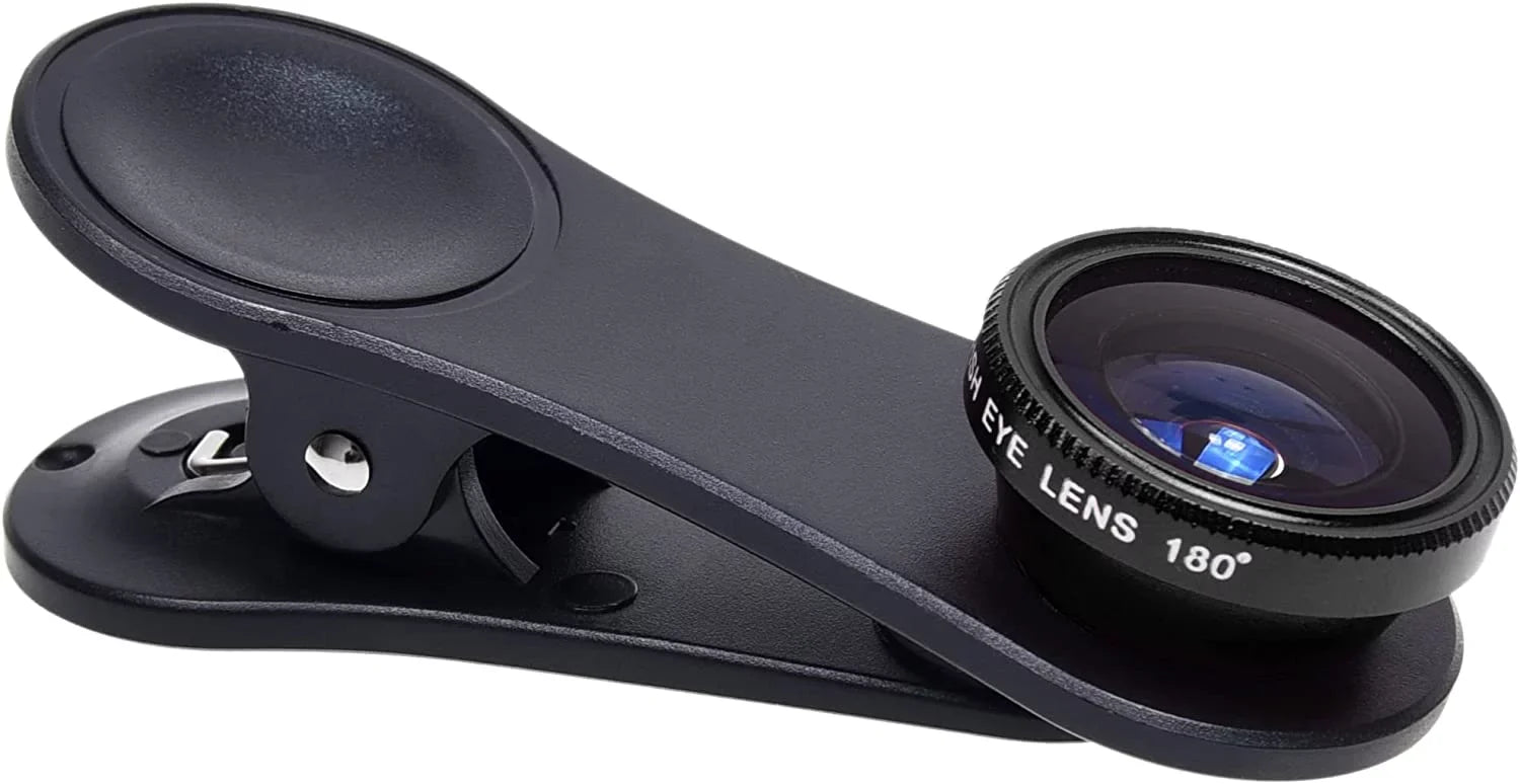 Universal 3 in 1 Cell Phone Camera Lens Kit for Smartphones Including - Fish Eye Lens / 2 in 1 Macro Lens & Wide Angle