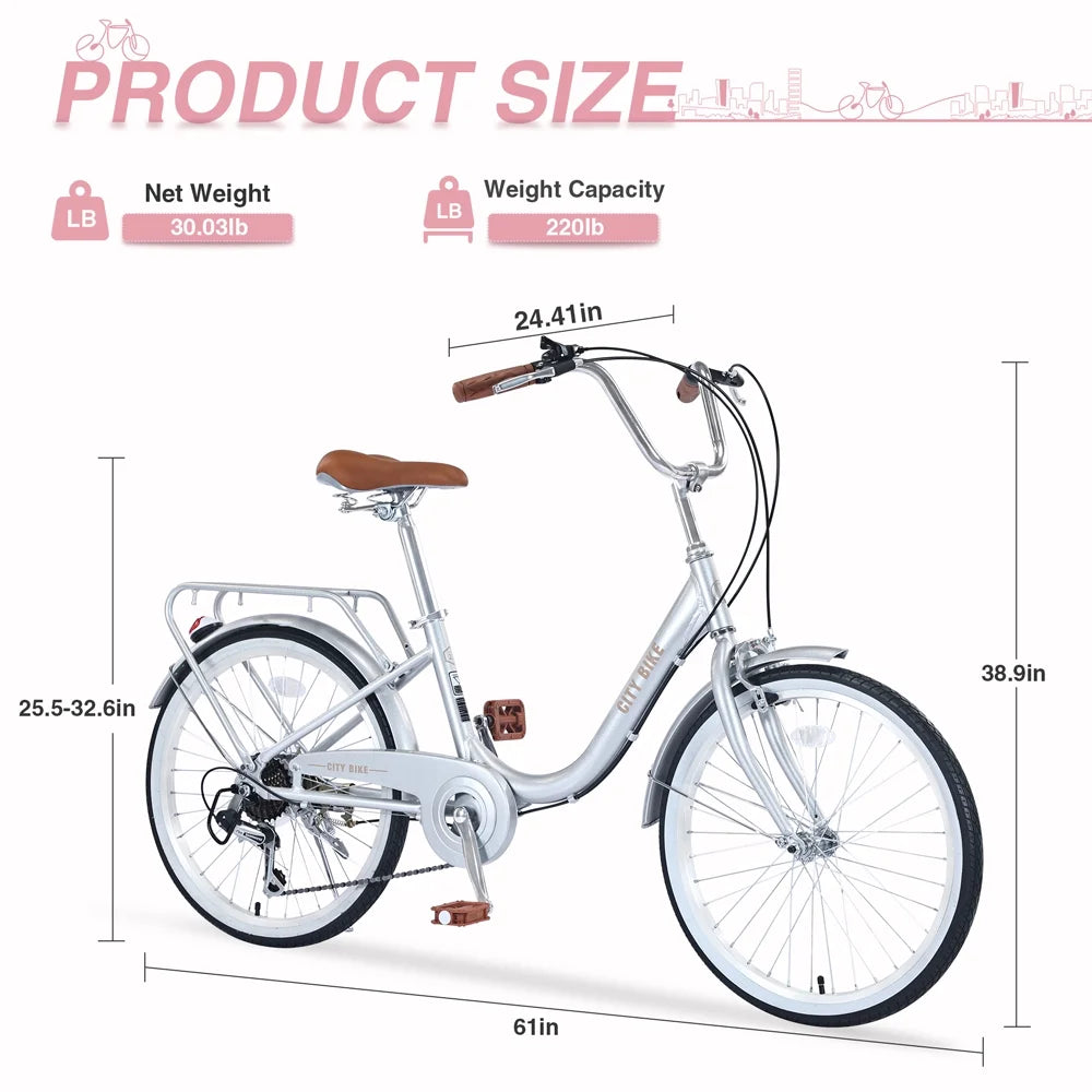 Yone jx je Kids Bike 22 Inch Bicycle for Girls Ages 8+Years, Aluminium Alloy Frame,7-speed Shifter and derailleur,Silver
