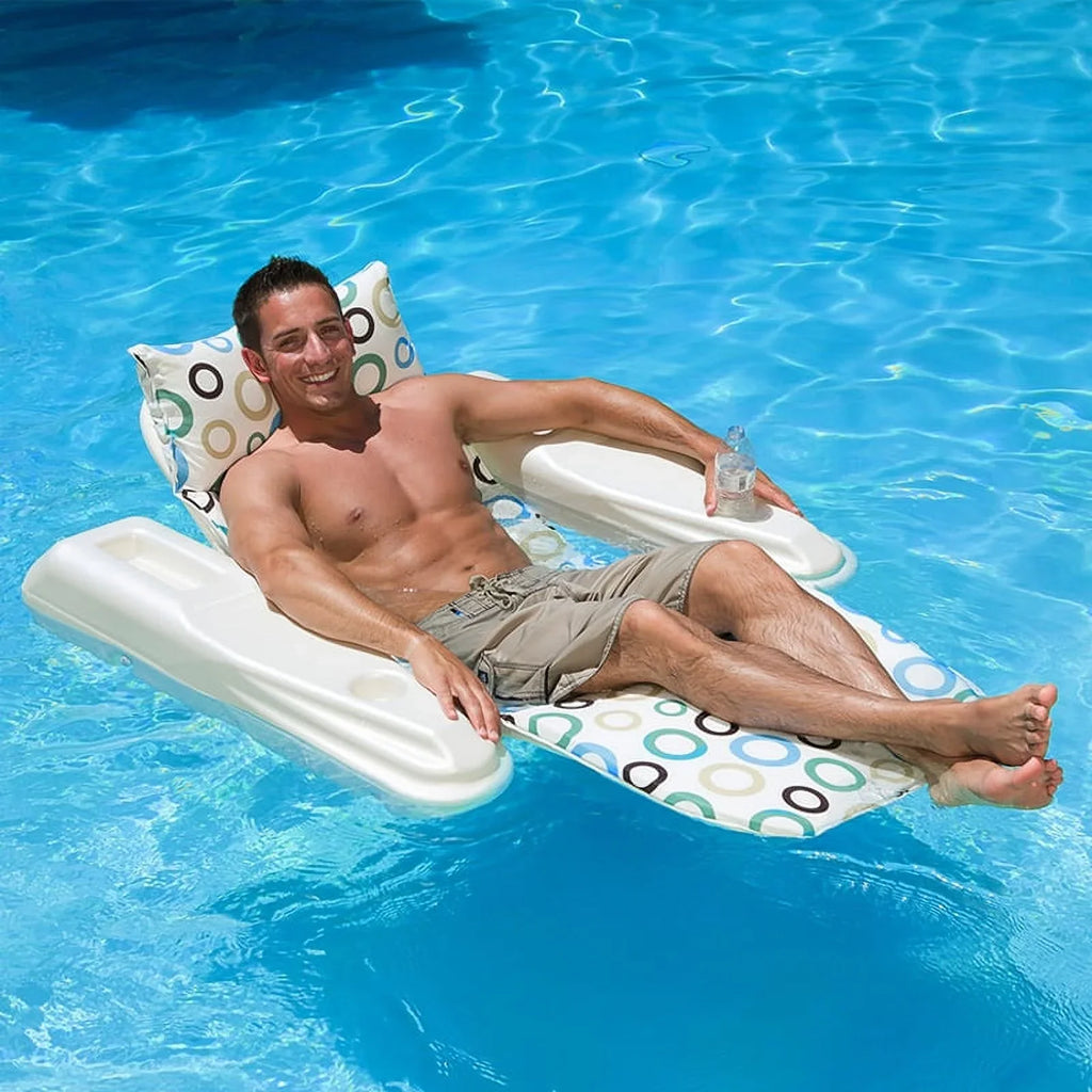 Swim Central 62" Rio Sun Mod Dots Adjustable Floating 1-Person Swimming Pool Chaise Lounge -