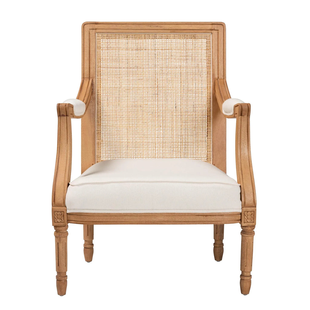 Baxton Studio Garridan Traditional French Beige Fabric and Honey Oak Finished Wood Accent Chair
