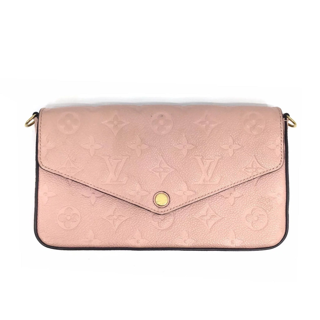 Pre-Owned   Louis Vuitton Monogram Implant Pochette Felicie M67856 Chain Wallet Bag Pink G Hardware Gold Rose Ballerine Women's (Fair)