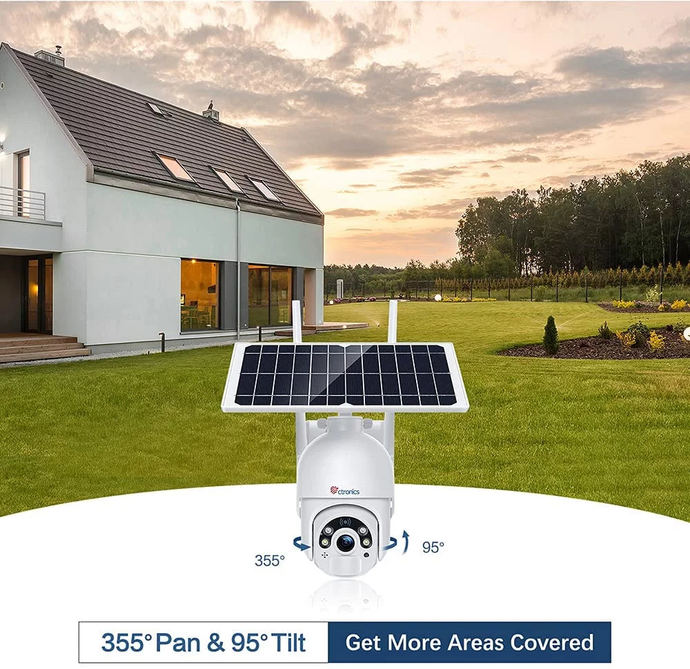 Ctronics Solar Security Camera, Home Security Camera Wireless Outdoor,WiFi Surveillance Camera with Spotlight Color Night Vision,  Human Detection, 2-Way Audio,IP66 Waterproof(S20)