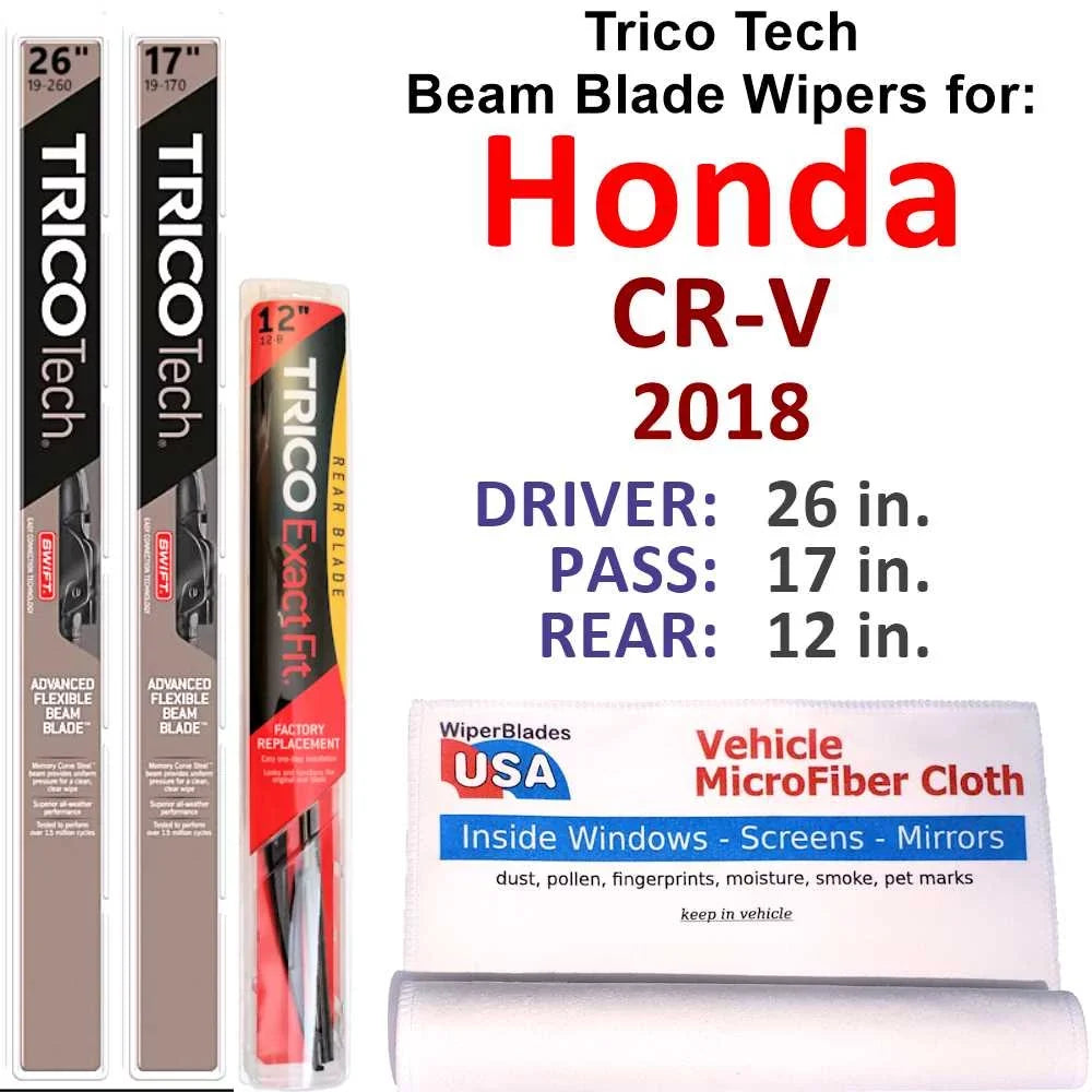 2018 Honda -V Beam Blade Wipers (Set of 3) w/Rear Wiper