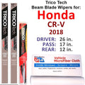 2018 Honda -V Beam Blade Wipers (Set of 3) w/Rear Wiper