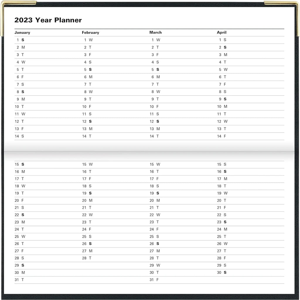 Of London 12S Daily Planner, Day Per Page, Classic Slim Month Per Page, 13 Months Jan 2023 - Jan 2024, Landscape Diary 2023 6 5/8" 3 1/4" (Black)