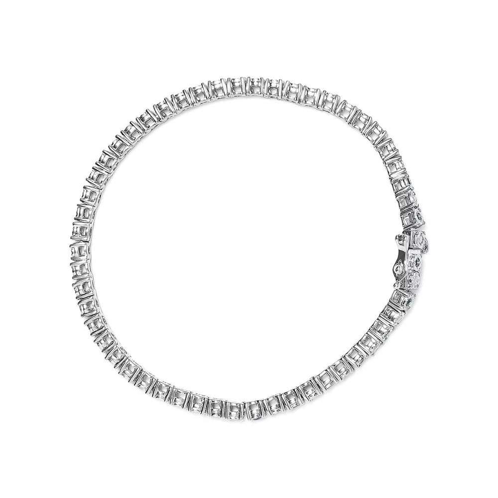 Haus of Brilliance .925 Sterling Silver 1.0 Cttw Womens with Alternating Round cut Box Clasp White Diamond and Treated Green Diamond Tennis Bracelet (Green and I-J Color, I3 Clarity) - Size 7" Inches