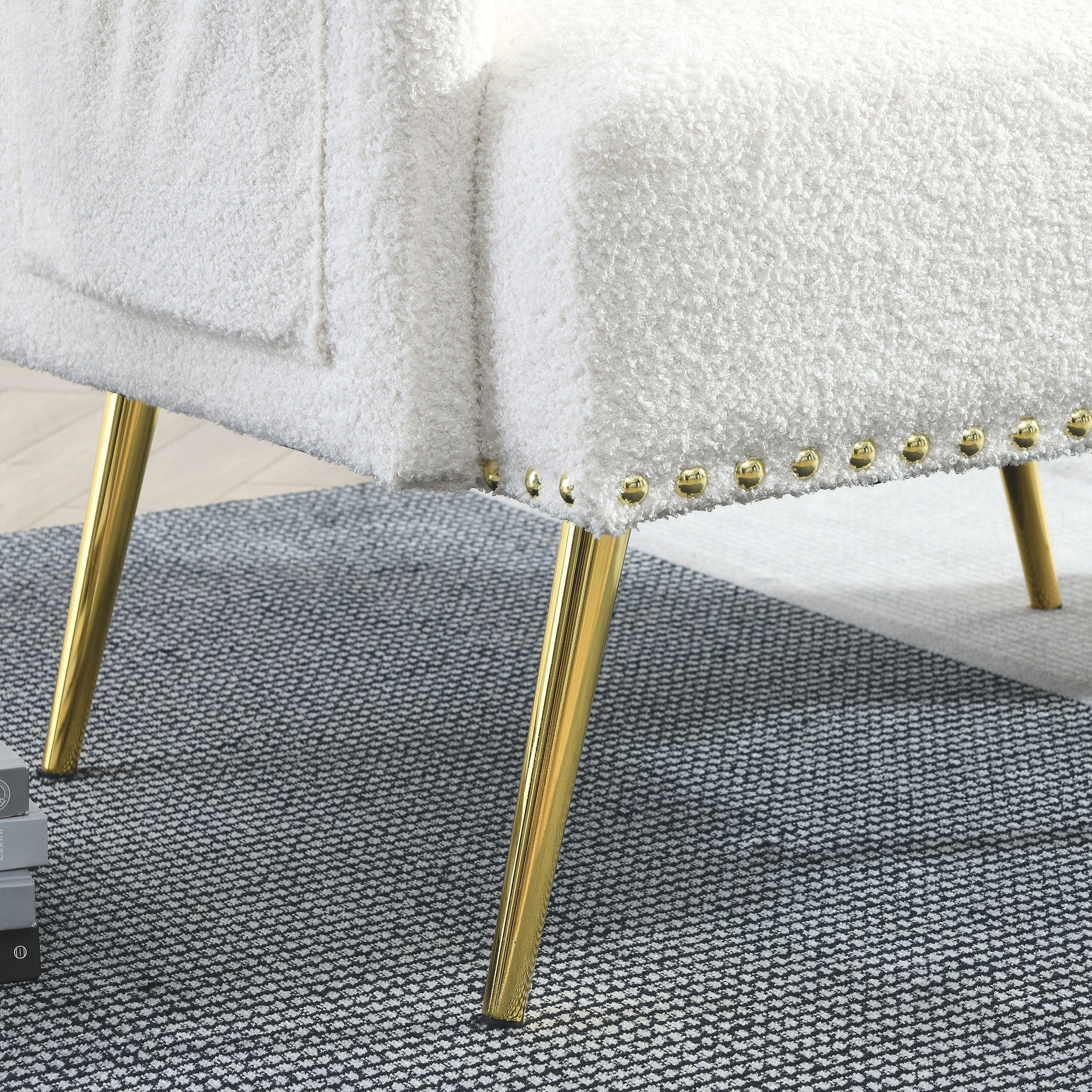 [Video]Welike 30 "W Modern Chesterfield Tufted Upholstered Chair with Deep Buttons, Living Room Chair, Comfortable Armchair, Gold Hardware Legs, Tufted Chair for Reading or Relaxing,
