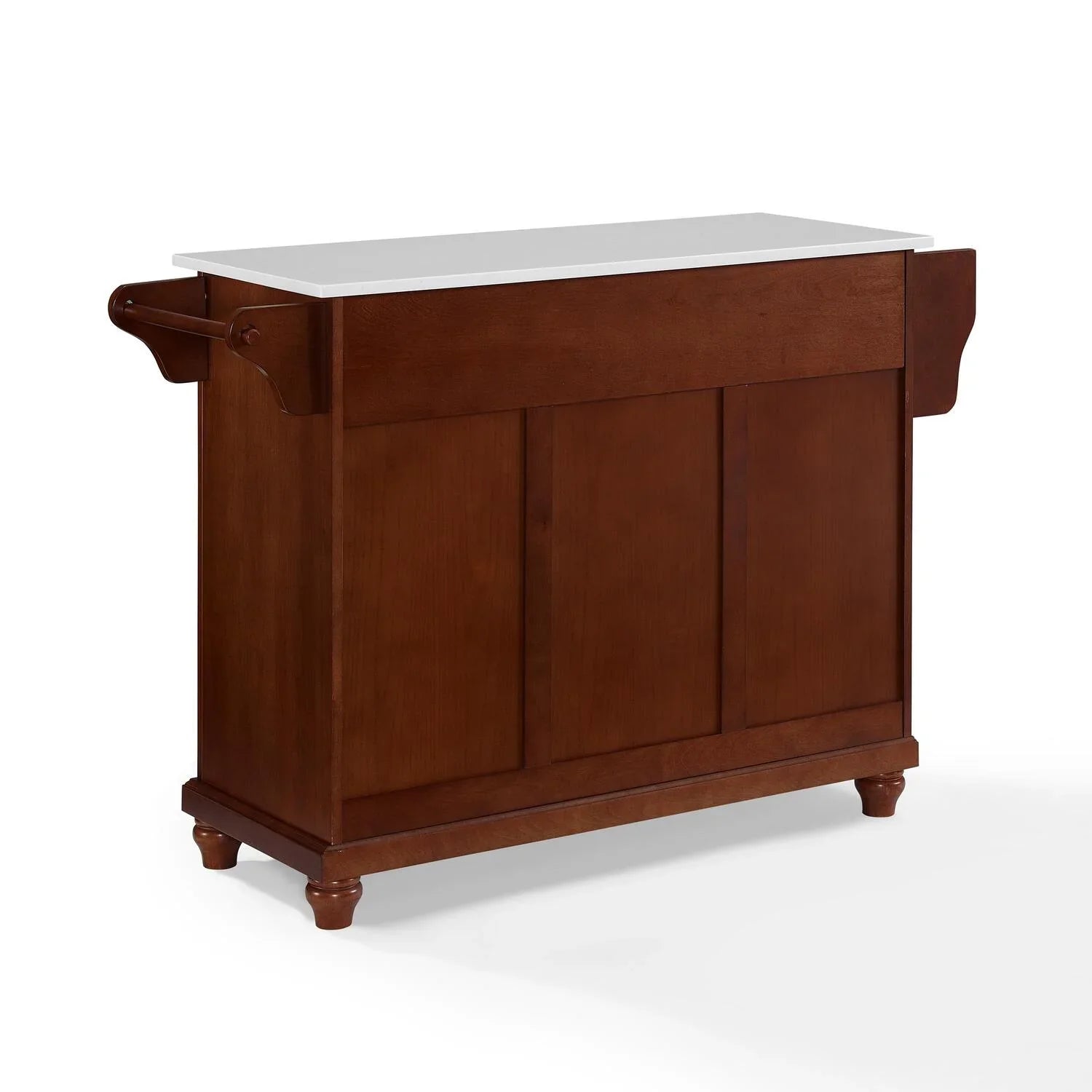 HomeStock Beachy Beauty Stone Top Full Size Kitchen Island/Cart Mahogany/White