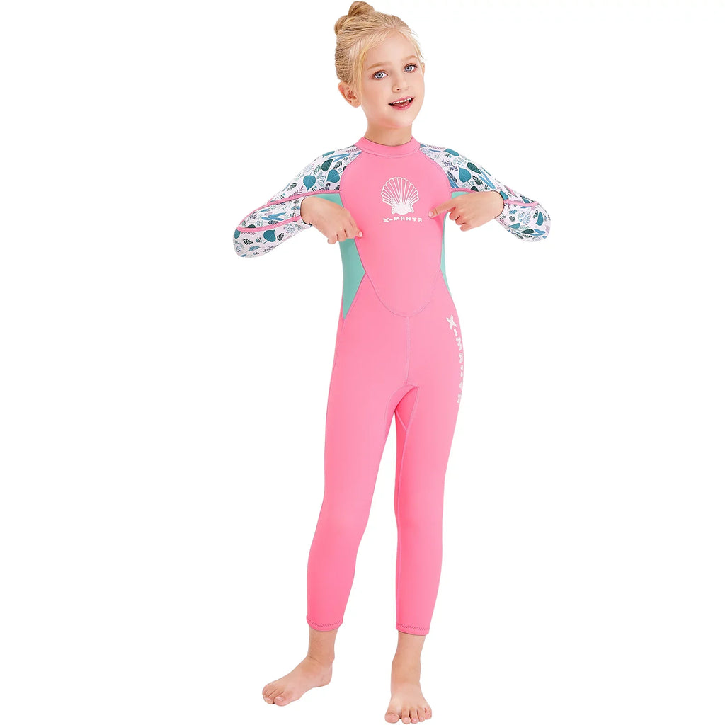 X- Wetsuit for Girls - Quick Dry One Piece Surf Suit - Long Sleeve Diving Swimsuit with Back Zipper