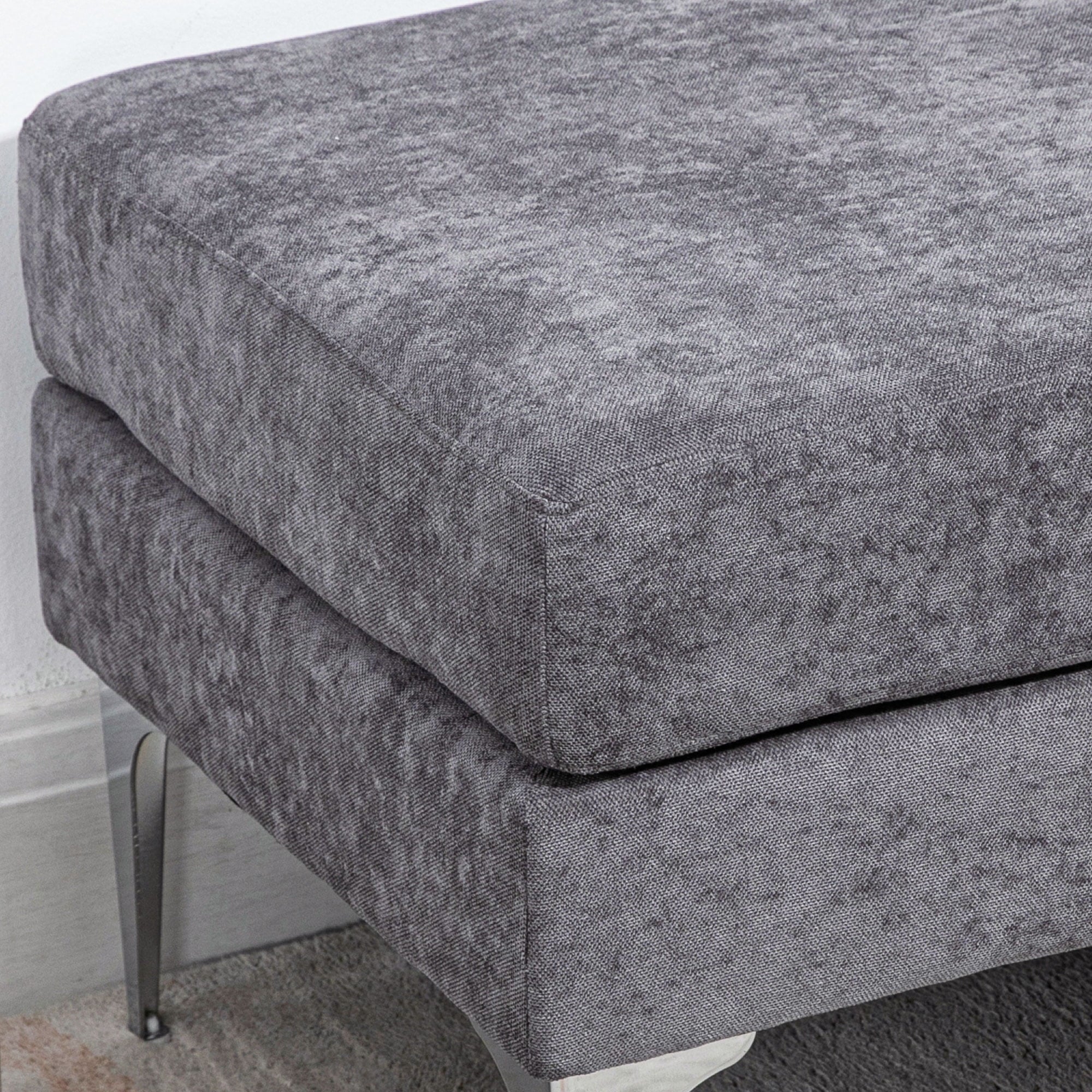 48" End of Bed Bench with Steel Legs, Dark Gray