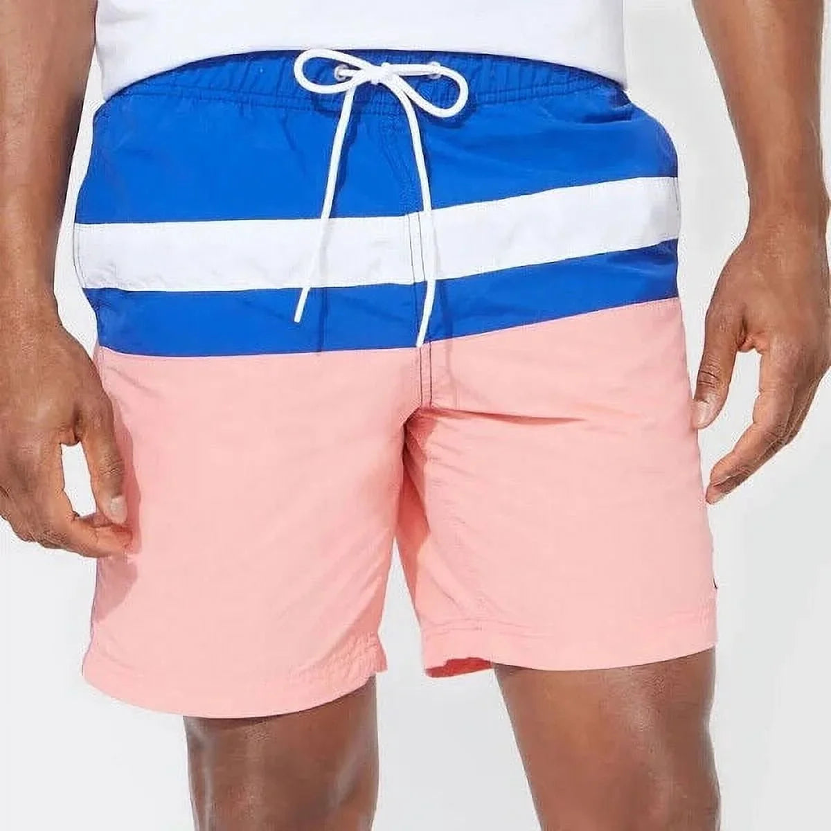 Nautica Men's Colorblocked 8" Swim Trunks T01131 in Pale Coral-Small