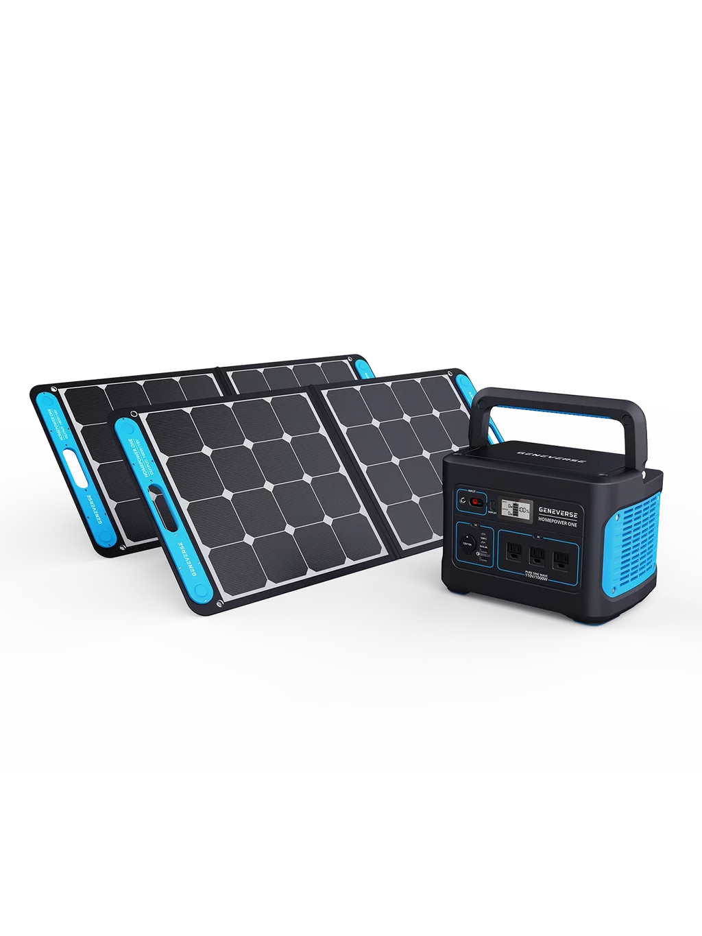 Geneverse 1002Wh (1x2) Solar Generator Bundle: 1X HomePower  Portable Power Station (3X 1000W  Outlets) + 2X 100W Solar Panels. Quiet, Indoor-Safe Backup Battery Power Generator For Home Devices